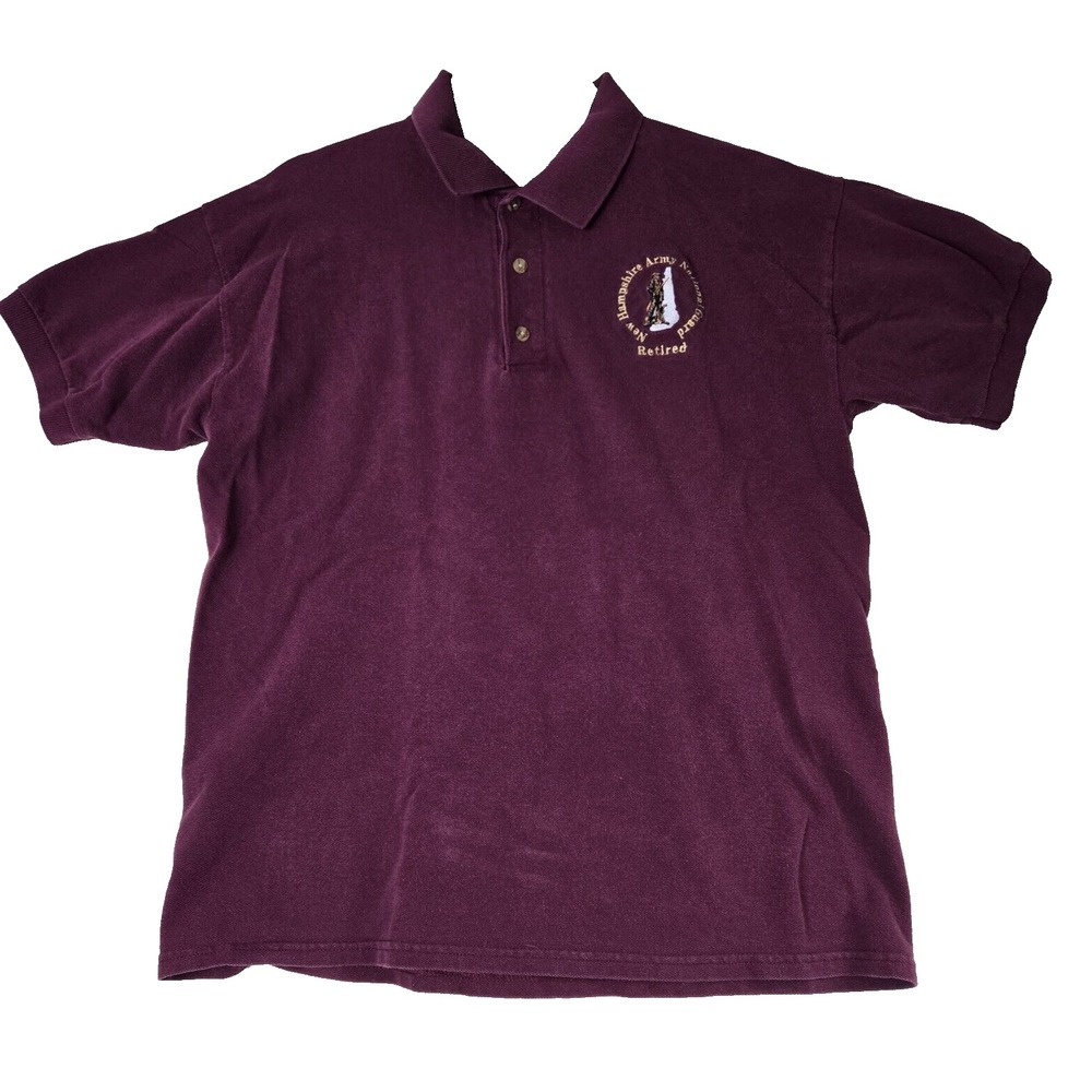 New Hampshire Army‎ National Guard Retired Faded Maroon Polo Mens M